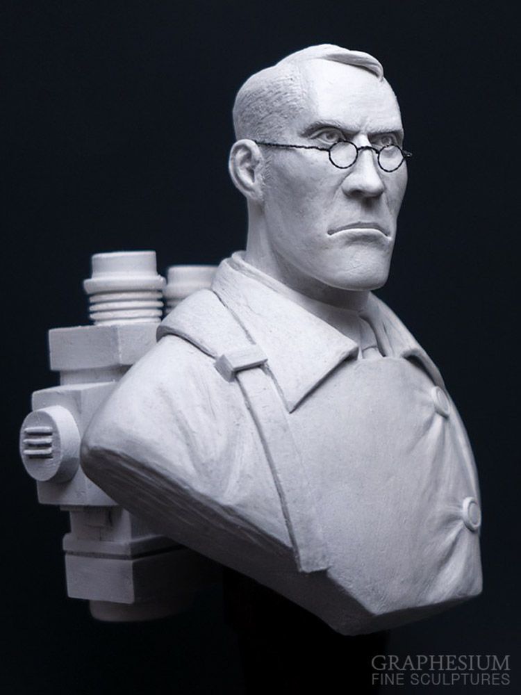 Handmade stone Medic (Team Fortress 2) sculpture / statue / figure by Robin, Graphesium Fine Sculptures (@gsculpt)