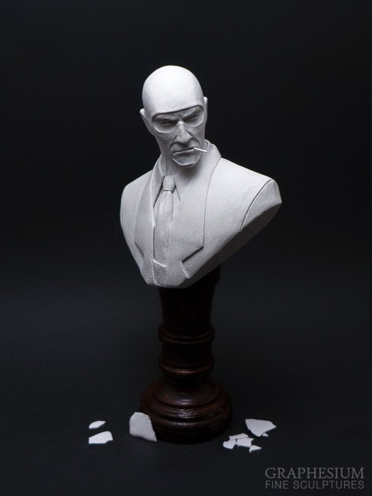 Handmade stone Spy (Team Fortress 2) sculpture / statue / figure by Robin, Graphesium Fine Sculptures (@gsculpt)